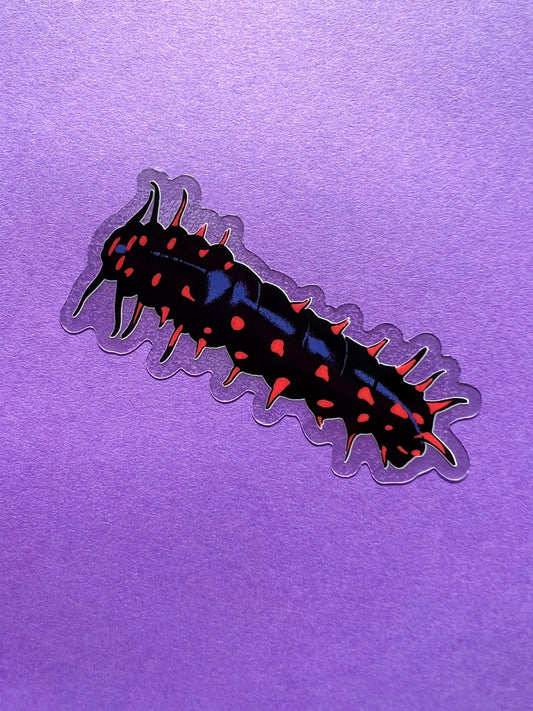 Battus philenor caterpillar | swallowtail butterfly caterpillar | 3 inch clear vinyl sticker