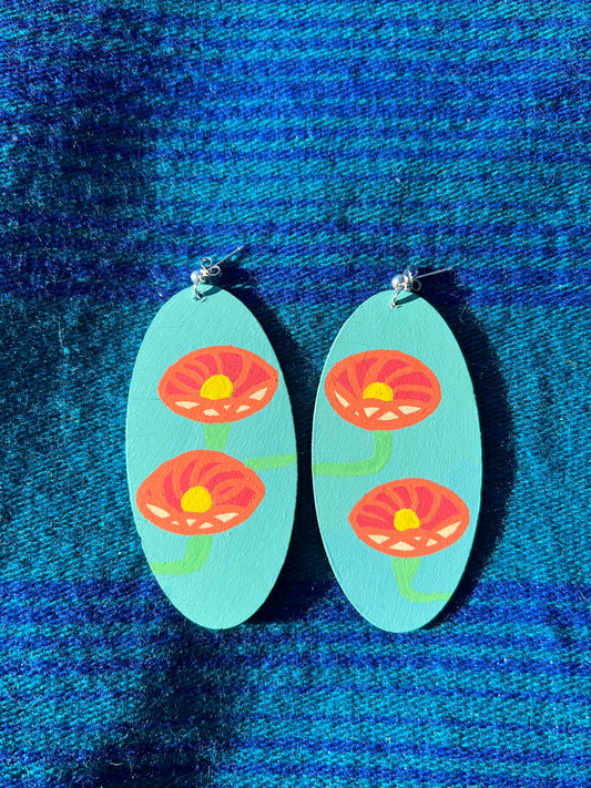 Hand painted Apricot mallow earrings w/ sterling silver stud, Spaeralcea ambigua